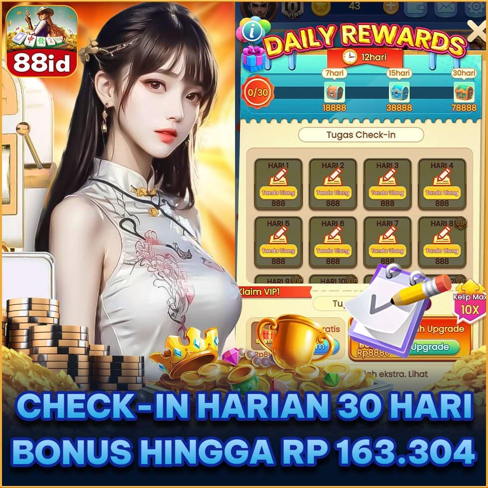 check-in harian 30 hari bonus hingga rp 163.301 di apk 88id